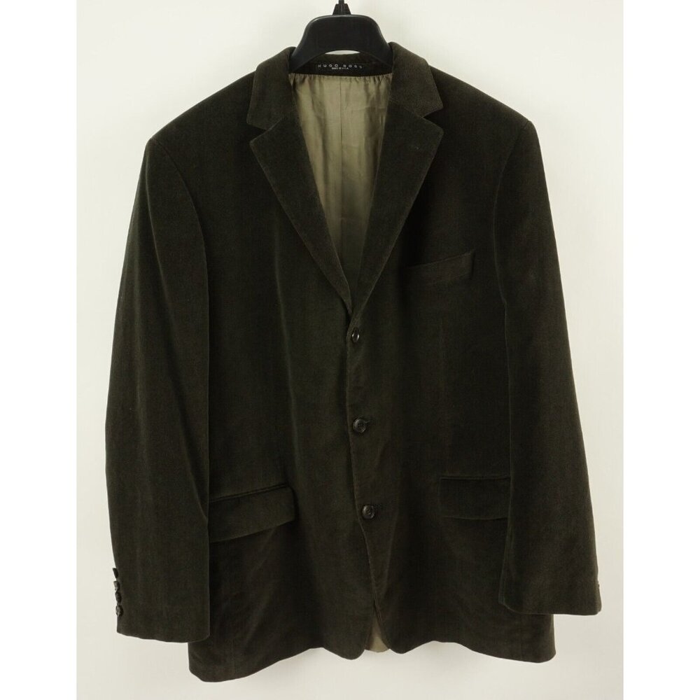 Hugo Boss Scorsese Velvet‎ Men's 44R Brown Herringbone Cotton Vented Sport Coat